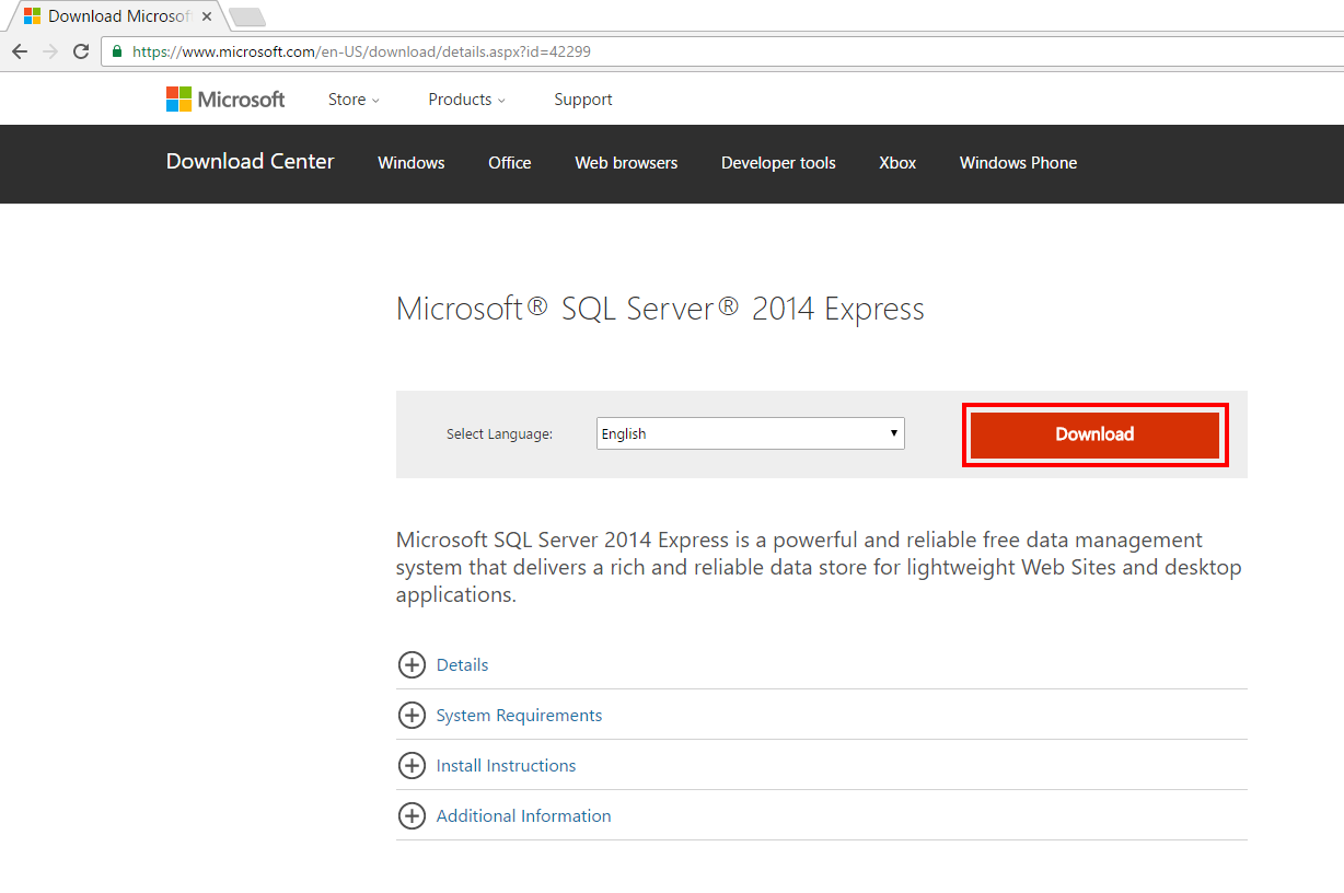 microsoft sql server express download windows 7